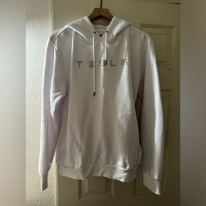 White Tesla Hoodie, Size Large, New without Tags